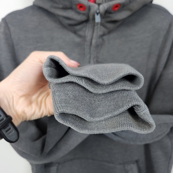 Hollister VTG Y2K 2000s Skater Half Zip Hooded Sweatshirt Grey Hoodie Size XL - Picture 6 of 16